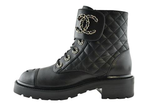 chanel quilted leather combat boots|knee high Chanel boots.